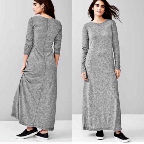 grey long sleeve maxi dress